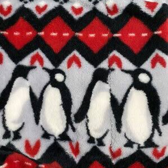 Vera Bradley Hooded Fleece Penguin Robe Hooded ✨ Red + Gray Size Medium - Picture 4 of 8